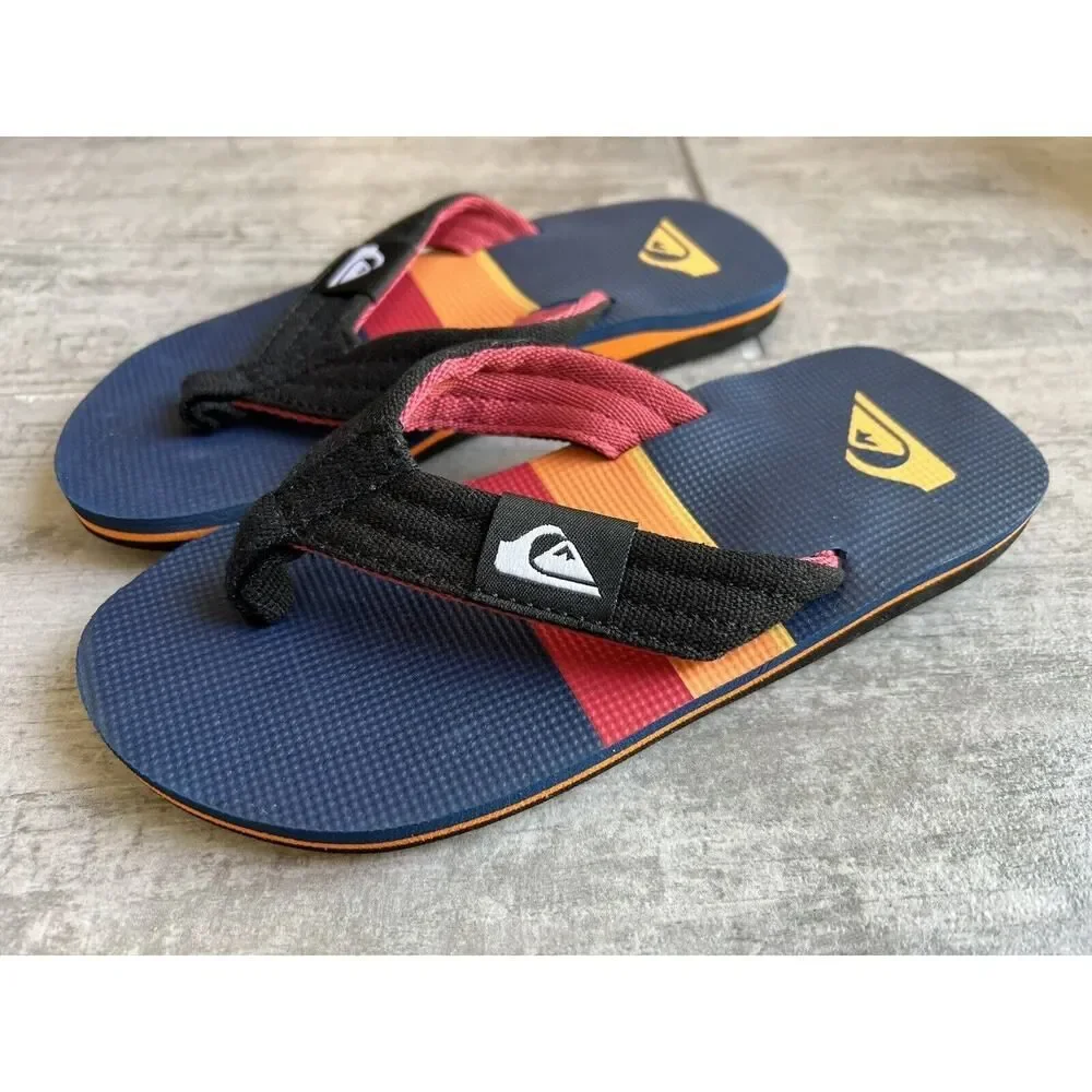 Quiksilver Flip Flops Black Kids Boys Youth Sandals Beach Canvas Black 1 Youth